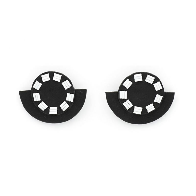 Earrings - Indwe Half Moons - Leather - Black and White
