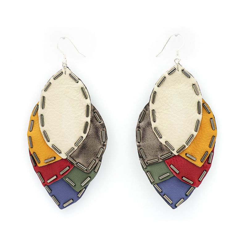 Earrings - Indwe Igqabi - Leaf - Leather - White