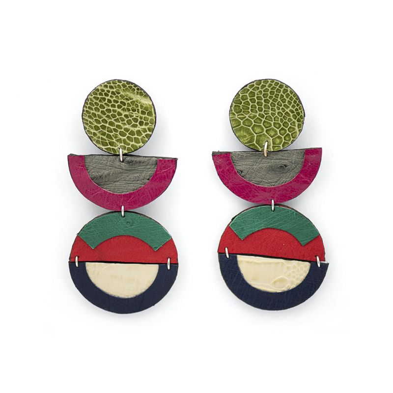 Earrings - Indwe Inyanga Drops - Pink Orange
