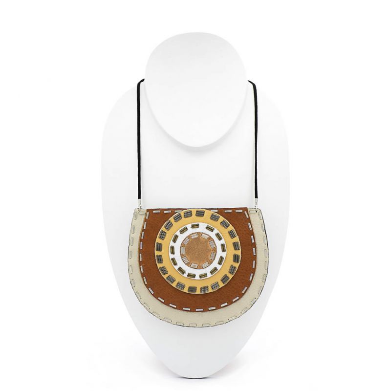 Neckpiece - Indwe Bib - Leather - Brown
