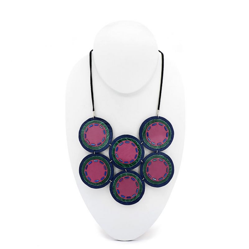 Neckpiece - Indwe Full Moon - Leather - Pink