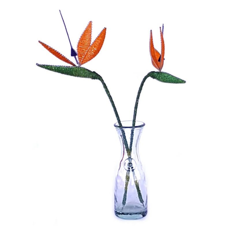 Strelitzia - Beaded Wirework - Orange