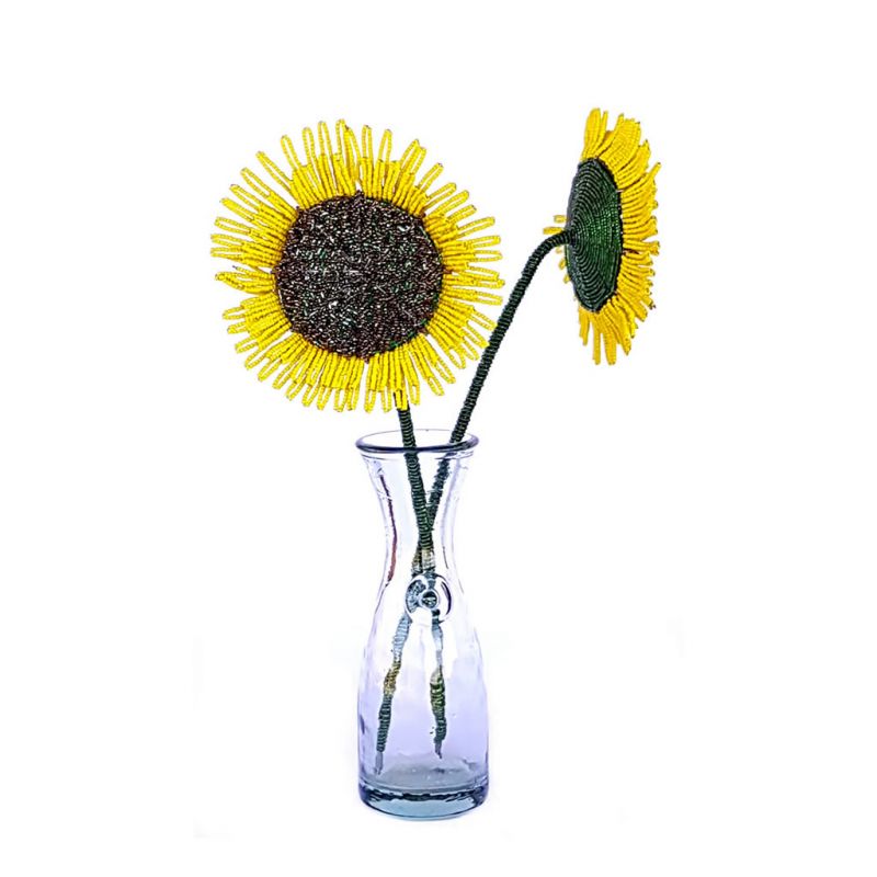 Sunflowers - Beaded Wirework - Yellow