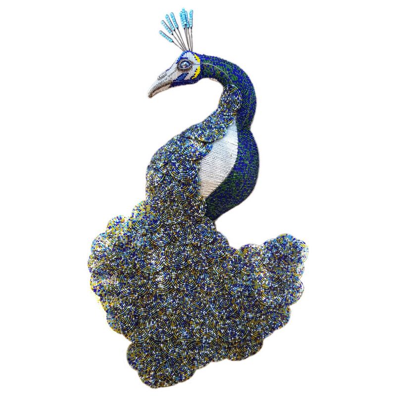 Peacock - Beaded Wirework 2D - Large