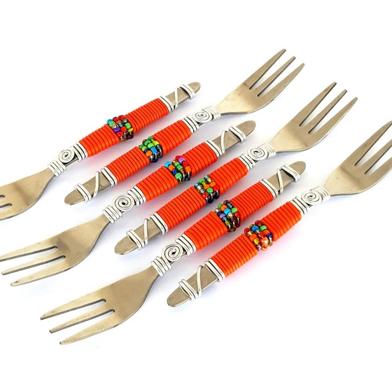 Cutlery - Cake Forks - Orange