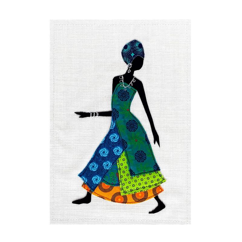 Shweshwe Dress - Textile Art - A4 Green