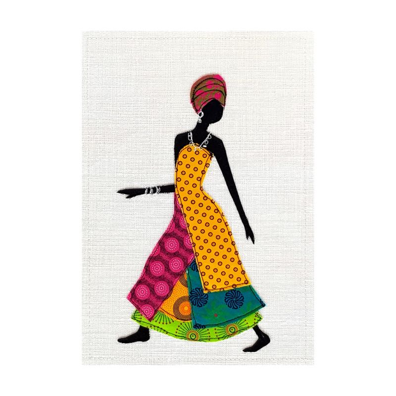 Shweshwe Dress - Textile Art - A4 Yellow