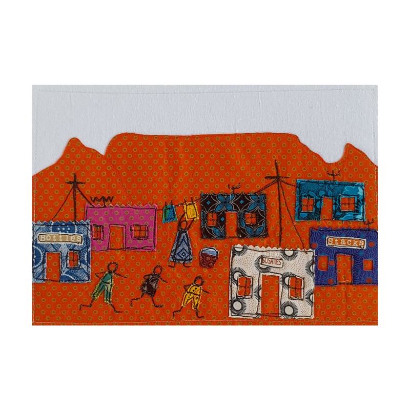 Table Mountain - Textile Art A4 - Orange