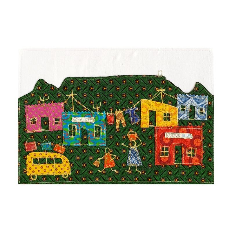 Table Mountain - Textile Art A4 - Green