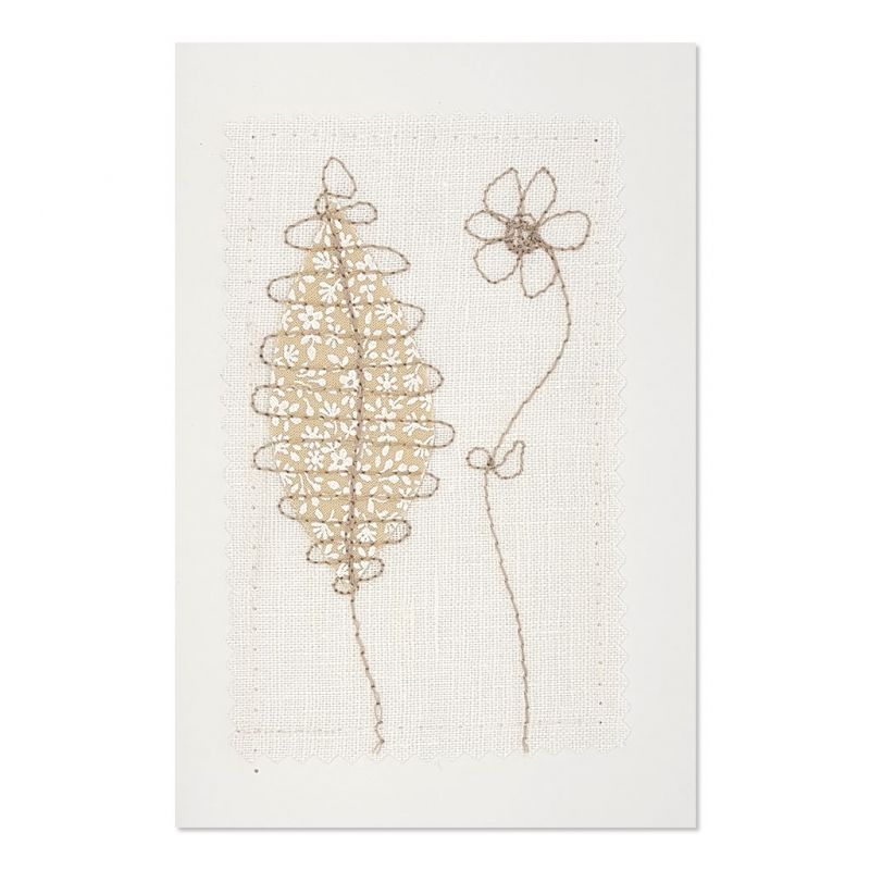 Flower and Leaf - Greeting Card - Textile Art - A6 single