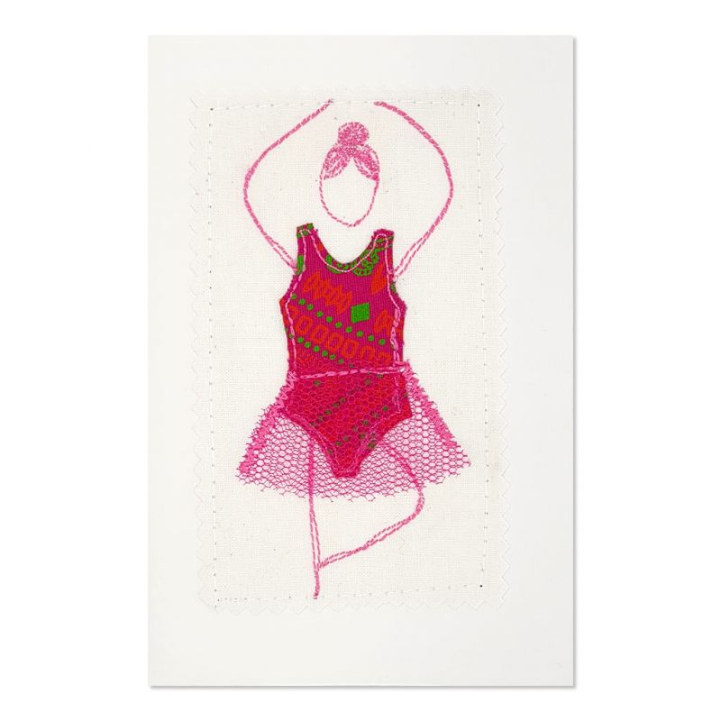 Ballet Girl - Greeting Card - Textile Art - A6 single