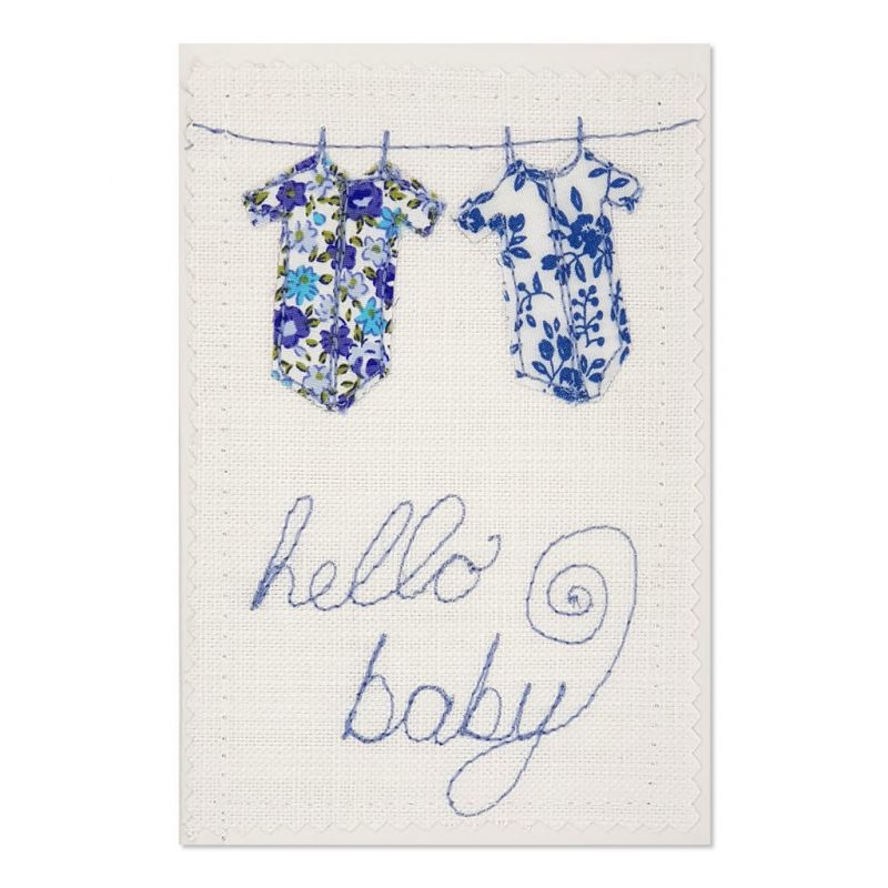 Welcome Baby - Greeting Card - Textile Art - A6 single