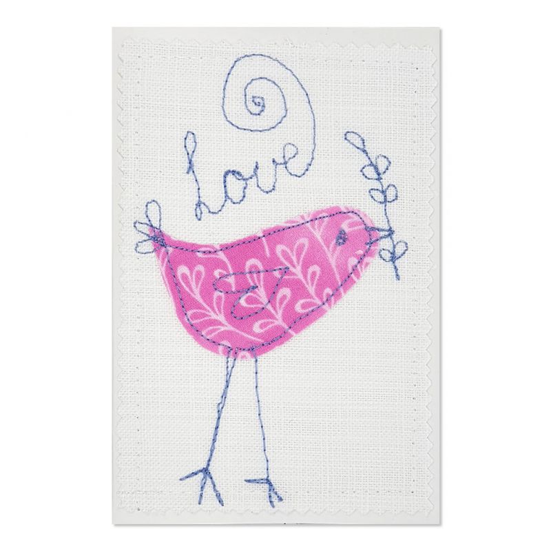 Love Bird - Greeting Card - Textile Art - A6 single
