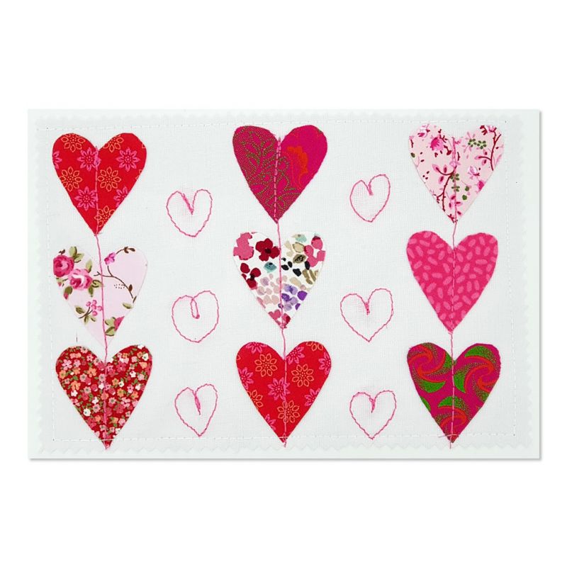 Hearts - Greeting Card - Textile Art - A5 single