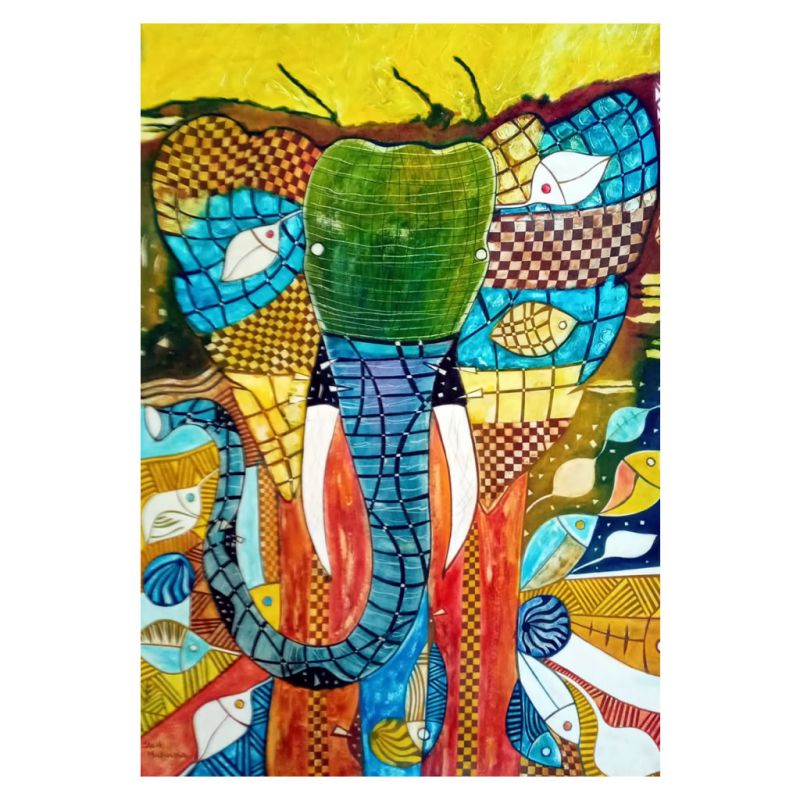 Painting - Oil on Paper - Jungle Elephant