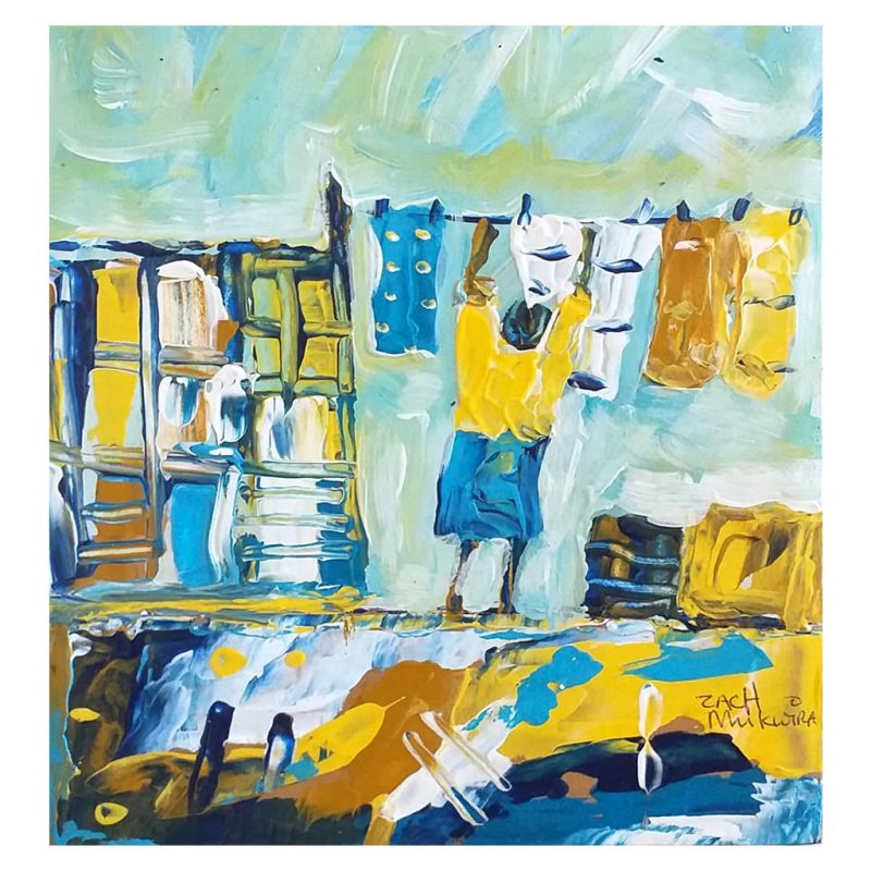 Painting - Acrylic on Card - Washing Day