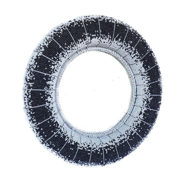 Mirror - Beaded Wirework - Grey Round Large