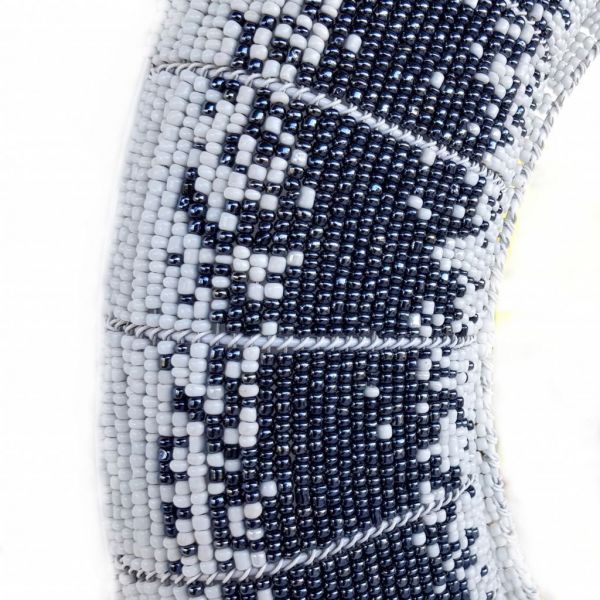 Mirror - Beaded Wirework - Grey Round Large