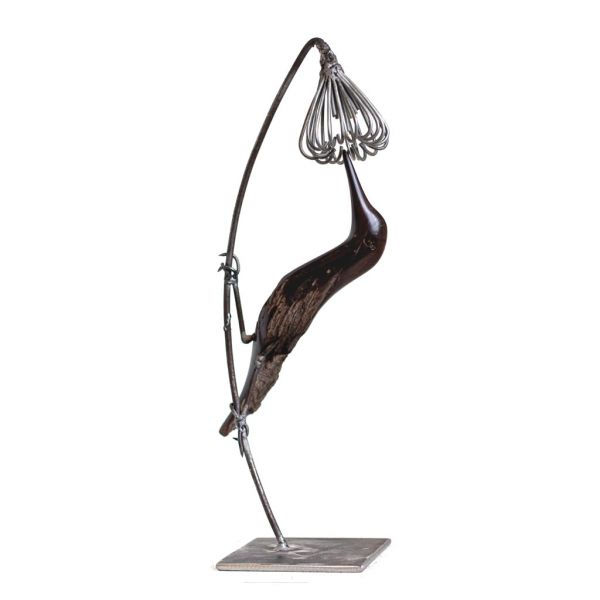 Bird on Flower - Iron Wood and Wire - Small