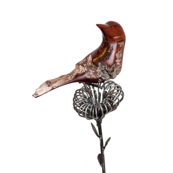 Bird on Protea - Mopane Wood and Wire - Small
