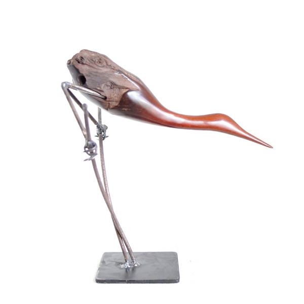 Bird on Grasses - Mopane Wood and Wire - Small