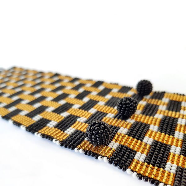 Bracelet - Woven Beads - Extra Wide Checks