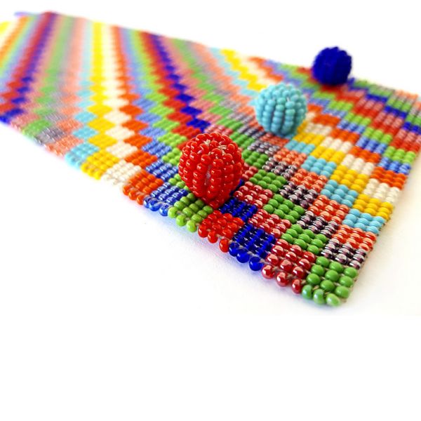 Bracelet - Woven Bead - Wide Bright Squares
