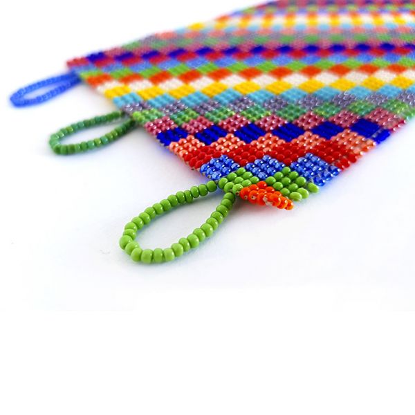 Bracelet - Woven Bead - Wide Bright Squares