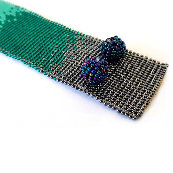 Bracelet - Woven Bead - Narrow Shaded Blue