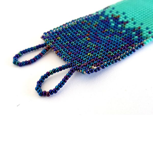 Bracelet - Woven Bead - Narrow Shaded Blue