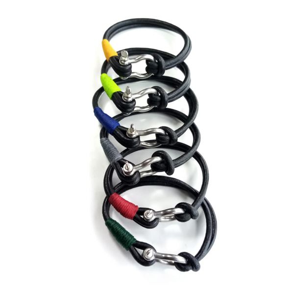 Leather Thong Shackle Bracelet - Natural