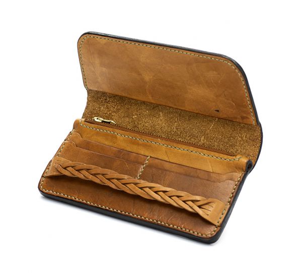 Leather Wallet - Plaited Band - Natural