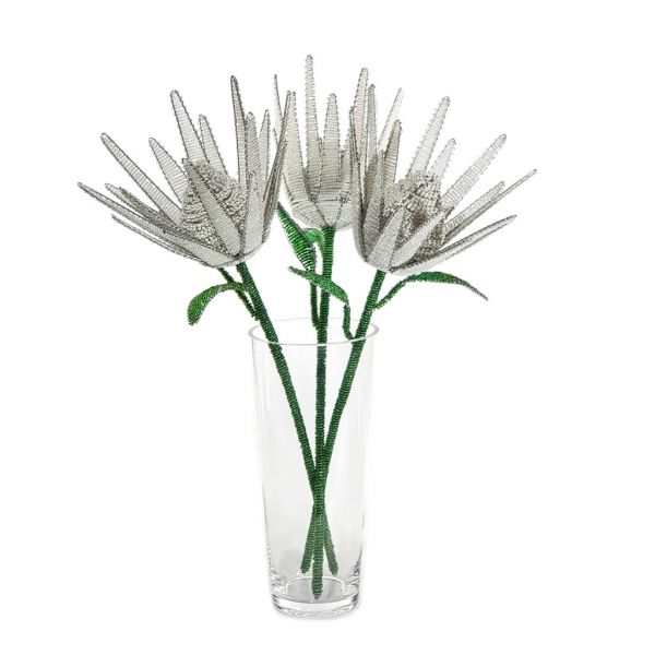 Protea - White - Bead & Wire Masterpiece