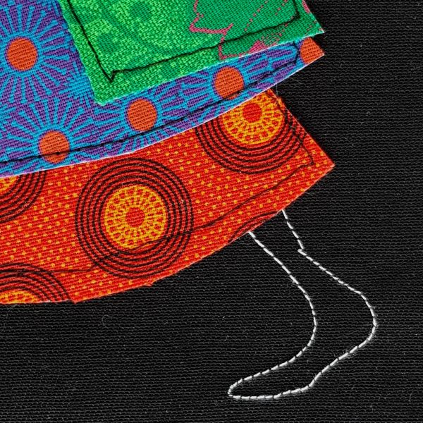 Shweshwe Dress - Textile Art - A4 Black