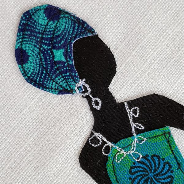 Shweshwe Dress - Textile Art - A4 Green