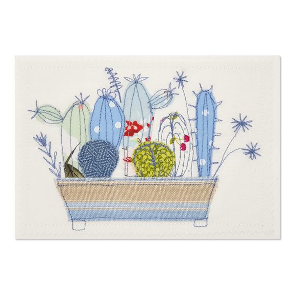 Succulents - Greeting Card - Textile Art - A5 set of 4