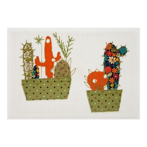 Succulents - Greeting Card - Textile Art - A5 single