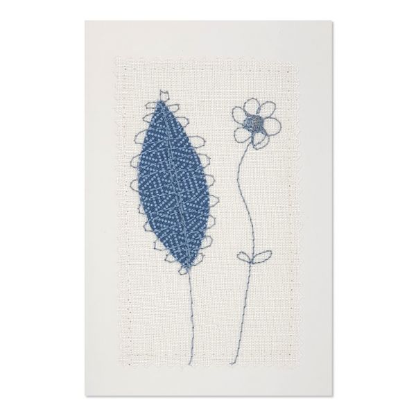 Flower and Leaf - Greeting Card - Textile Art - A6 single
