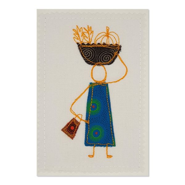 Home from the Market - Greeting Card - Textile Art - A6 single
