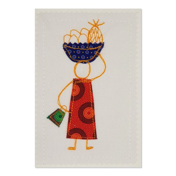 Home from the Market - Greeting Card - Textile Art - A6 single