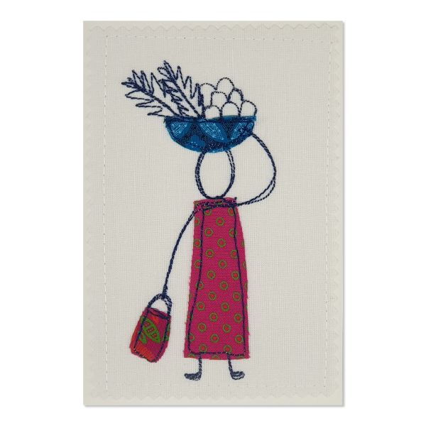 Home from the Market - Greeting Card - Textile Art - A6 single