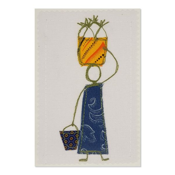 Home from the Market - Greeting Card - Textile Art - A6 set of 4