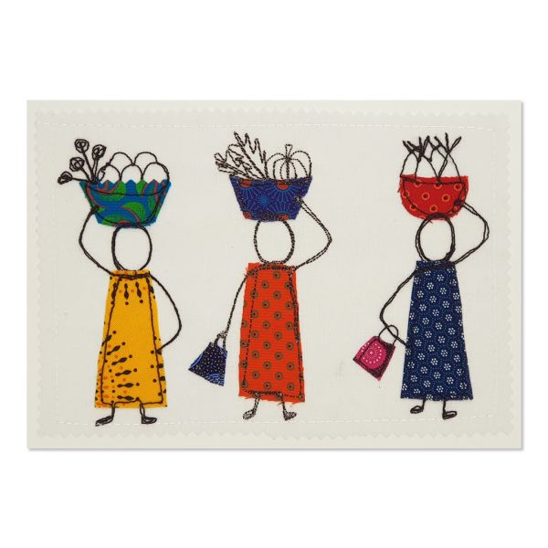 Home from the Market - Greeting Card - Textile Art - A5 single
