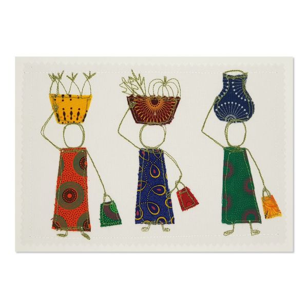 Home from the Market - Greeting Card - Textile Art - A5 single