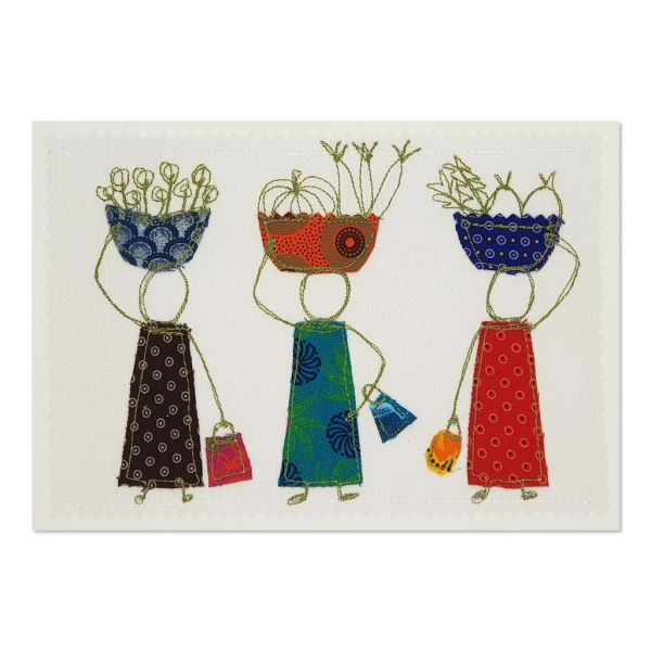 Home from the Market - Greeting Card - Textile Art - A5 single