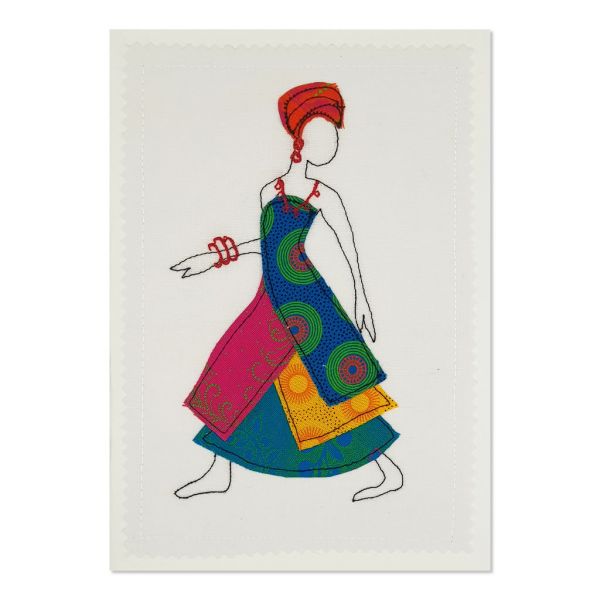 Shweshwe Dress - Greeting Card - Textile Art - A5 single