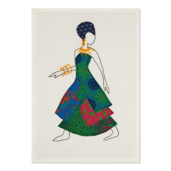 Shweshwe Dress - Greeting Card - Textile Art - A5 single