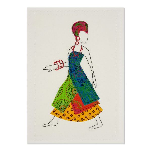 Shweshwe Dress - Greeting Card - Textile Art - A5 single