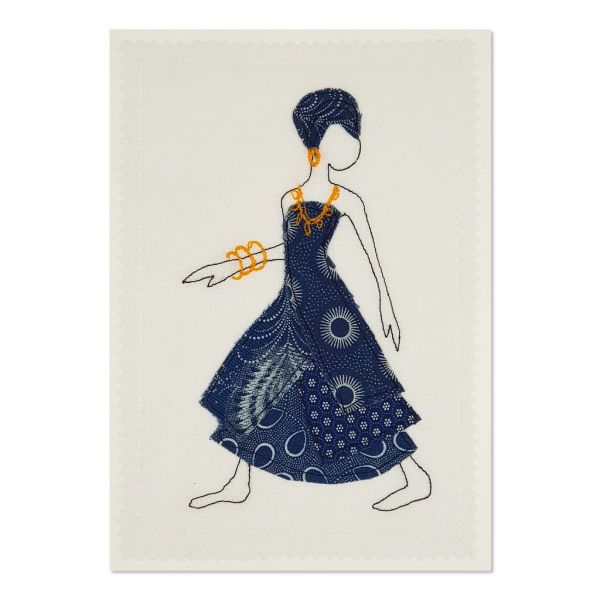 Shweshwe Dress - Greeting Card - Textile Art - A5 single