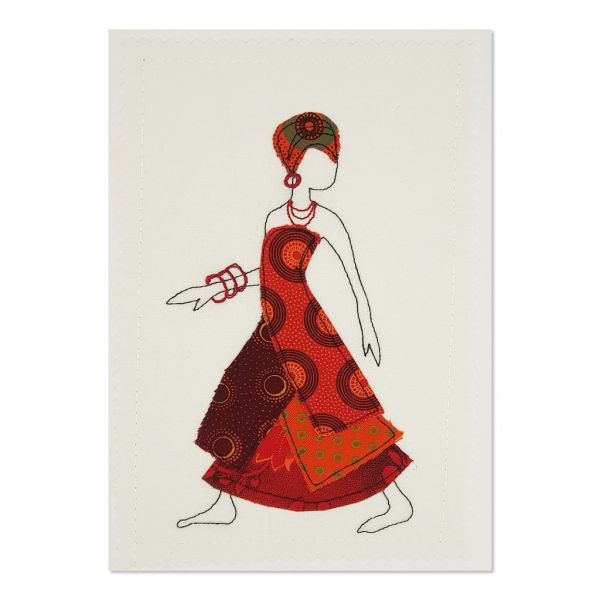 Shweshwe Dress - Greeting Card - Textile Art - A5 single